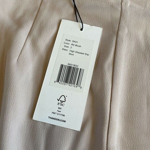 Thakoon Slip Skirt Womens 2 Pink High Waisted Midi Blush NEW - Picture 9 of 10